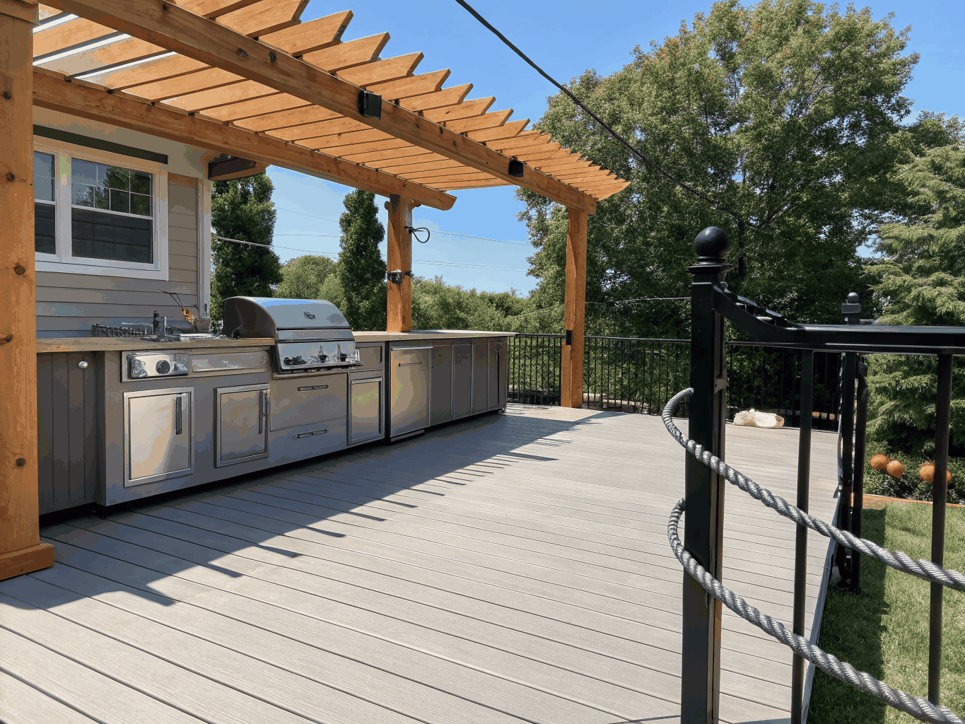 Custom deck and outdoor living space in a Marietta, GA backyard