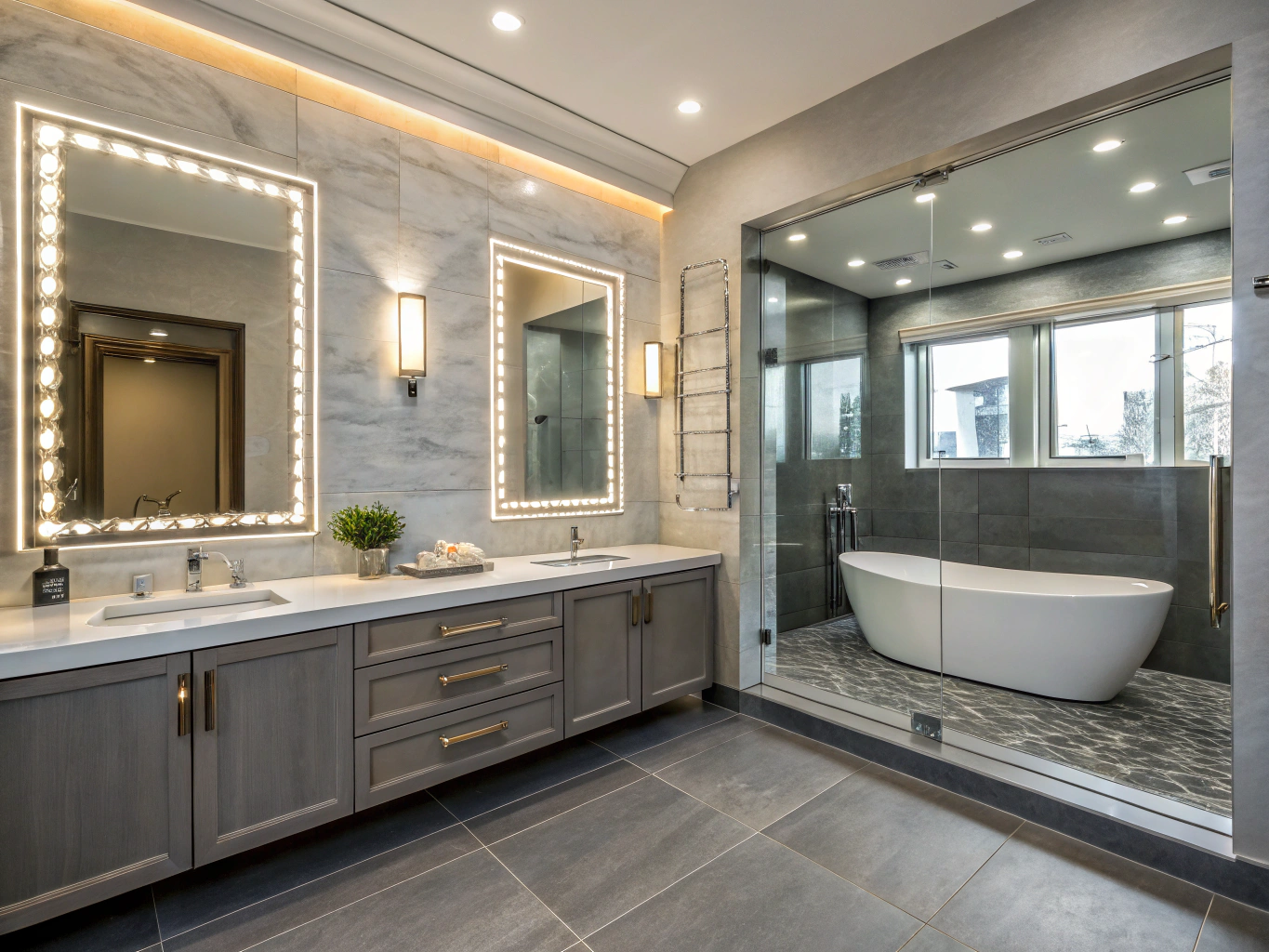 Renovated master bathroom in Marietta, GA with tiled walk-in shower