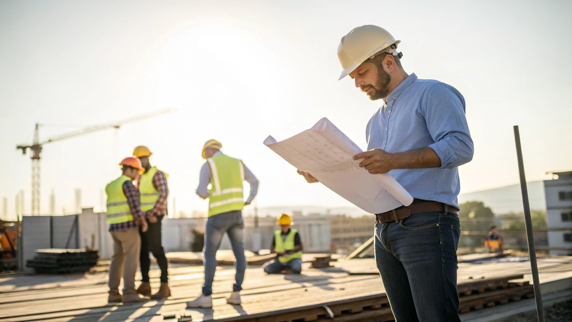 Havencrest project managers reviewing renovation plans on site in Marietta