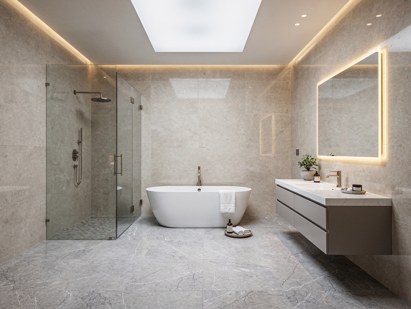 Spa-inspired primary bathroom remodel concept in Indian Hills, Marietta GA