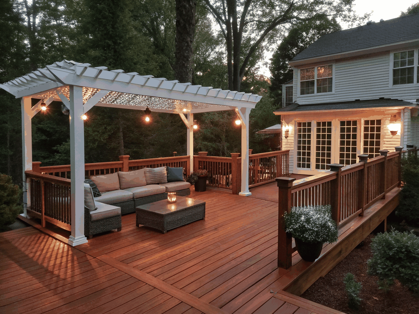Custom deck and outdoor living space in a Marietta, GA backyard