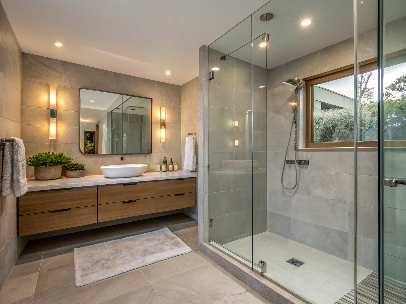 Curbless shower and custom vanity remodel concept in West Cobb, Marietta GA
